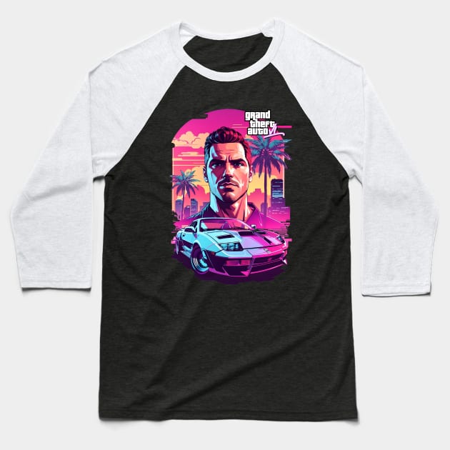 grand theft auto 6 - 001 Baseball T-Shirt by Buff Geeks Art